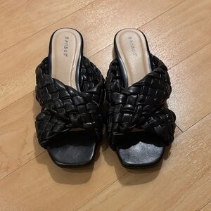 Bamboo Black Woven Sandals